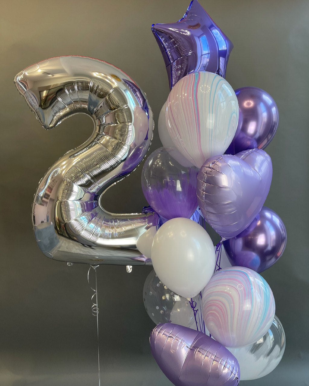 Bukiet balonów z helem w fioletowych kolorach balony giftbar.pl 